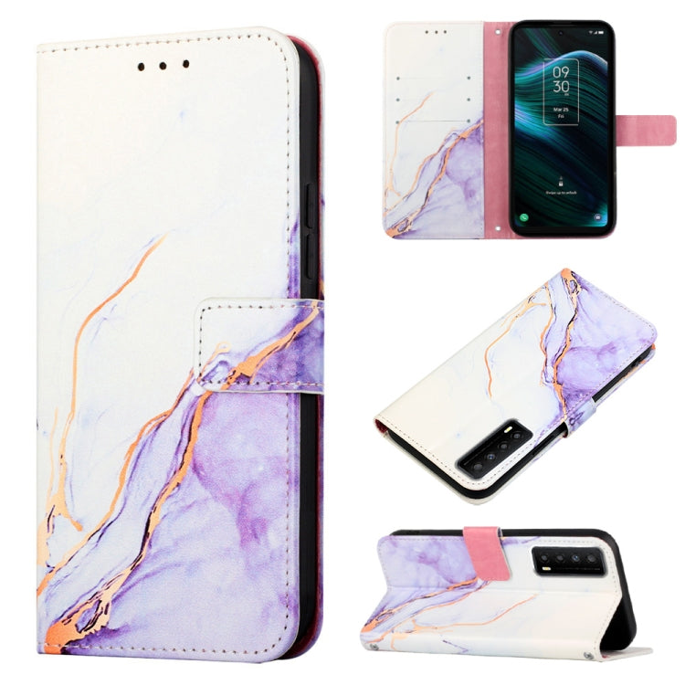 Cassa del telefono di cuoio di vibrazione del modello di marmo PT003, For TCL 30Z T602DL, For TCL 303, For TCL 305i With Fingerprint, For TCL 30XL 2022, For TCL Stylus 5G