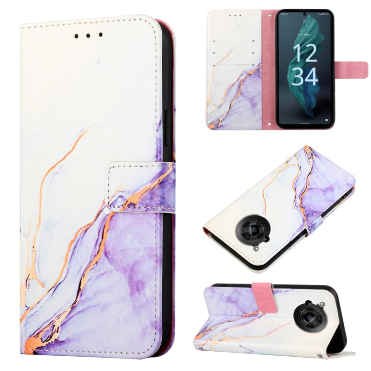 Cassa del telefono di cuoio di vibrazione del modello di marmo PT003, For Fujitsu Arrows NX F-01K, For Sharp Aquos R7/Aquos P7, For Sharp Aquos V6/V6 Plus, For Sharp Aquos Sense7 Plus