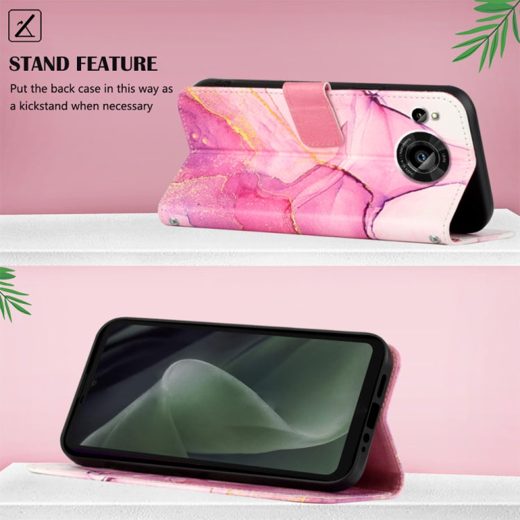 Cassa del telefono di cuoio di vibrazione del modello di marmo PT003, For Sharp Aquos Sense7 SH-V48