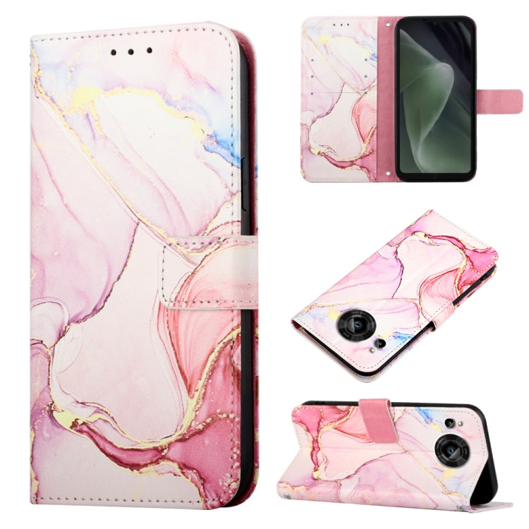 Cassa del telefono di cuoio di vibrazione del modello di marmo PT003, For Sharp Aquos Sense7 SH-V48