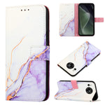 Cassa del telefono di cuoio di vibrazione del modello di marmo PT003, For Sharp Aquos Sense7 SH-V48