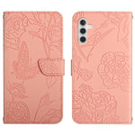 HT03 Cassa del telefono di cuoio di vibrazione impressa farfalla di sensibilità della pelle, For Samsung Galaxy A04 4G, For Samsung Galaxy A04s, For Samsung Galaxy A23 5G JP Version, For Samsung Galaxy A23e/A23s