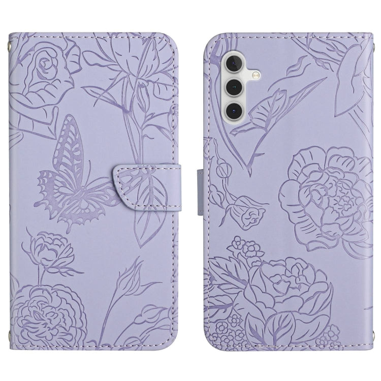 HT03 Cassa del telefono di cuoio di vibrazione impressa farfalla di sensibilità della pelle, For Samsung Galaxy A04 4G, For Samsung Galaxy A04s, For Samsung Galaxy A23 5G JP Version, For Samsung Galaxy A23e/A23s