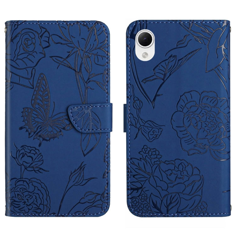 HT03 Cassa del telefono di cuoio di vibrazione impressa farfalla di sensibilità della pelle, For Samsung Galaxy A04 4G, For Samsung Galaxy A04s, For Samsung Galaxy A23 5G JP Version, For Samsung Galaxy A23e/A23s