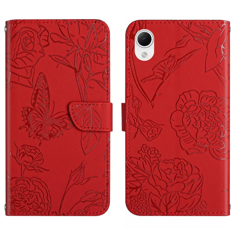 HT03 Cassa del telefono di cuoio di vibrazione impressa farfalla di sensibilità della pelle, For Samsung Galaxy A04 4G, For Samsung Galaxy A04s, For Samsung Galaxy A23 5G JP Version, For Samsung Galaxy A23e/A23s