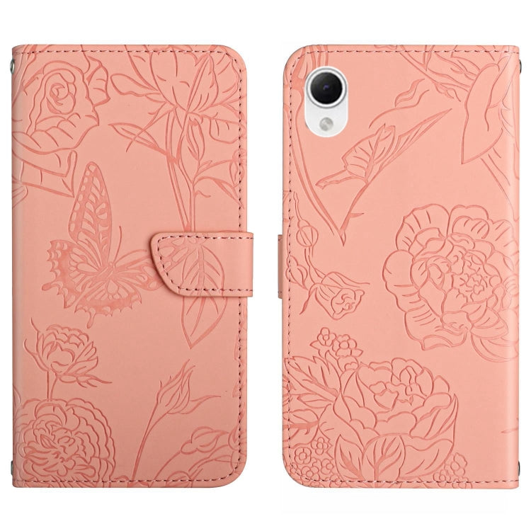 HT03 Cassa del telefono di cuoio di vibrazione impressa farfalla di sensibilità della pelle, For Samsung Galaxy A04 4G, For Samsung Galaxy A04s, For Samsung Galaxy A23 5G JP Version, For Samsung Galaxy A23e/A23s