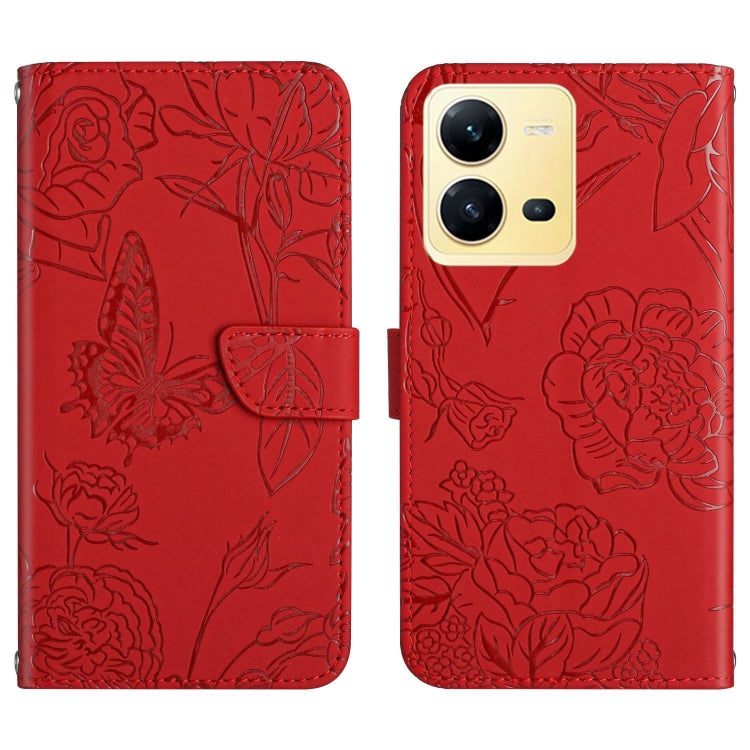 HT03 Cassa del telefono di cuoio di vibrazione impressa farfalla di sensibilità della pelle, For Sony Xperia 5 IV, For vivo X80 Lite/V25 5G, For Honor 70 Pro/70 Pro+, For Motorola Edge 30 Ultra/Moto X30 Pro