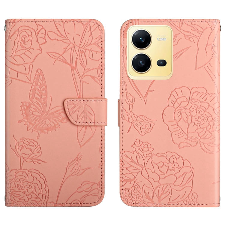 HT03 Cassa del telefono di cuoio di vibrazione impressa farfalla di sensibilità della pelle, For Sony Xperia 5 IV, For vivo X80 Lite/V25 5G, For Honor 70 Pro/70 Pro+, For Motorola Edge 30 Ultra/Moto X30 Pro