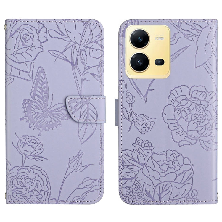HT03 Cassa del telefono di cuoio di vibrazione impressa farfalla di sensibilità della pelle, For Sony Xperia 5 IV, For vivo X80 Lite/V25 5G, For Honor 70 Pro/70 Pro+, For Motorola Edge 30 Ultra/Moto X30 Pro