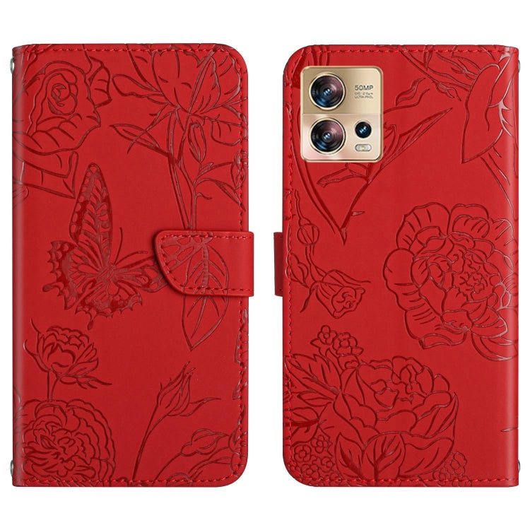 HT03 Cassa del telefono di cuoio di vibrazione impressa farfalla di sensibilità della pelle, For Motorola Edge 30 Fusion/Moto S30 Pro