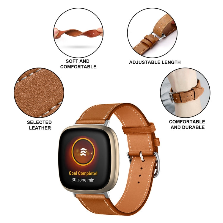 Cinturino universale in vera pelle, For Fitbit Versa 4 / Sense 2