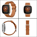 Cinturino universale in vera pelle, For Fitbit Versa 4 / Sense 2