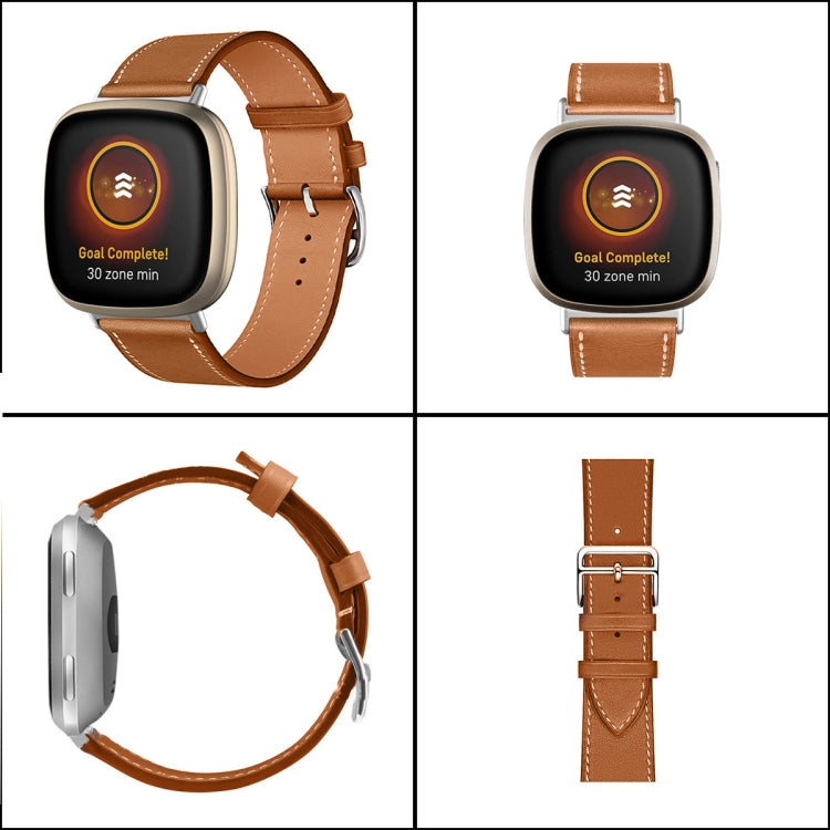 Cinturino universale in vera pelle, For Fitbit Versa 4 / Sense 2