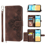 Custodia per telefono in pelle con portafoglio in rilievo con fiori al tatto, For iPhone 13 Pro Max, For iPhone 13 Pro, For iPhone 13, For iPhone 13 mini
