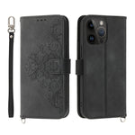 Custodia per telefono in pelle con portafoglio in rilievo con fiori al tatto, For iPhone 12 Pro Max, For iPhone 12 / 12 Pro, For iPhone 12 mini, For iPhone 11 Pro Max