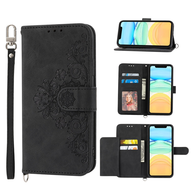 Custodia per telefono in pelle con portafoglio in rilievo con fiori al tatto, For iPhone 12 Pro Max, For iPhone 12 / 12 Pro, For iPhone 12 mini, For iPhone 11 Pro Max