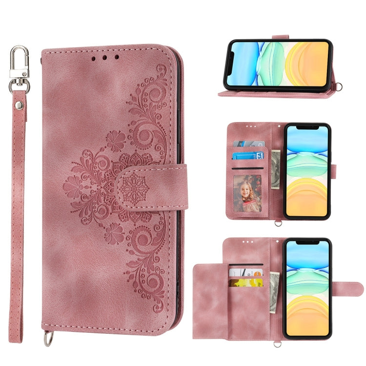 Custodia per telefono in pelle con portafoglio in rilievo con fiori al tatto, For iPhone 12 Pro Max, For iPhone 12 / 12 Pro, For iPhone 12 mini, For iPhone 11 Pro Max
