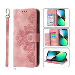 Custodia per telefono in pelle con portafoglio in rilievo con fiori al tatto, For iPhone 12 Pro Max, For iPhone 12 / 12 Pro, For iPhone 12 mini, For iPhone 11 Pro Max