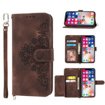 Custodia per telefono in pelle con portafoglio in rilievo con fiori al tatto, For iPhone 11 Pro, For iPhone 11, For iPhone XS Max, For iPhone XS / X