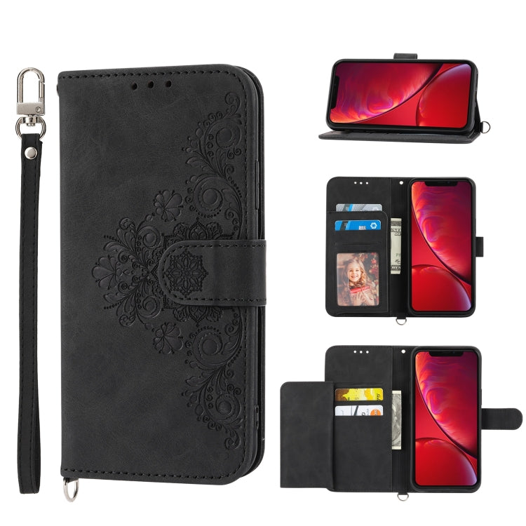 Custodia per telefono in pelle con portafoglio in rilievo con fiori al tatto, For iPhone XR, For iPhone SE 2022 / SE 2020 / 8 / 7, For iPhone 8 Plus / 7 Plus