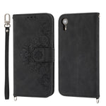 Custodia per telefono in pelle con portafoglio in rilievo con fiori al tatto, For iPhone XR, For iPhone SE 2022 / SE 2020 / 8 / 7, For iPhone 8 Plus / 7 Plus