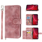 Custodia per telefono in pelle con portafoglio in rilievo con fiori al tatto, For iPhone XR, For iPhone SE 2022 / SE 2020 / 8 / 7, For iPhone 8 Plus / 7 Plus