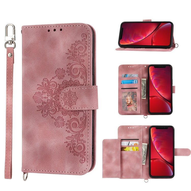 Custodia per telefono in pelle con portafoglio in rilievo con fiori al tatto, For iPhone XR, For iPhone SE 2022 / SE 2020 / 8 / 7, For iPhone 8 Plus / 7 Plus