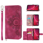 Custodia per telefono in pelle con portafoglio in rilievo con fiori al tatto, For iPhone XR, For iPhone SE 2022 / SE 2020 / 8 / 7, For iPhone 8 Plus / 7 Plus