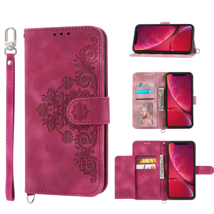 Custodia per telefono in pelle con portafoglio in rilievo con fiori al tatto, For iPhone XR, For iPhone SE 2022 / SE 2020 / 8 / 7, For iPhone 8 Plus / 7 Plus