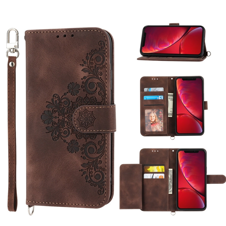 Custodia per telefono in pelle con portafoglio in rilievo con fiori al tatto, For iPhone XR, For iPhone SE 2022 / SE 2020 / 8 / 7, For iPhone 8 Plus / 7 Plus