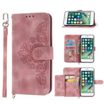 Custodia per telefono in pelle con portafoglio in rilievo con fiori al tatto, For iPhone XR, For iPhone SE 2022 / SE 2020 / 8 / 7, For iPhone 8 Plus / 7 Plus
