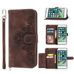 Custodia per telefono in pelle con portafoglio in rilievo con fiori al tatto, For iPhone XR, For iPhone SE 2022 / SE 2020 / 8 / 7, For iPhone 8 Plus / 7 Plus