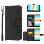 Custodia per telefono in pelle con portafoglio in rilievo con fiori al tatto, For Sony Xperia 10 IV, For Sony Xperia 1 IV, For Google Pixel 6, For Google Pixel 6 Pro