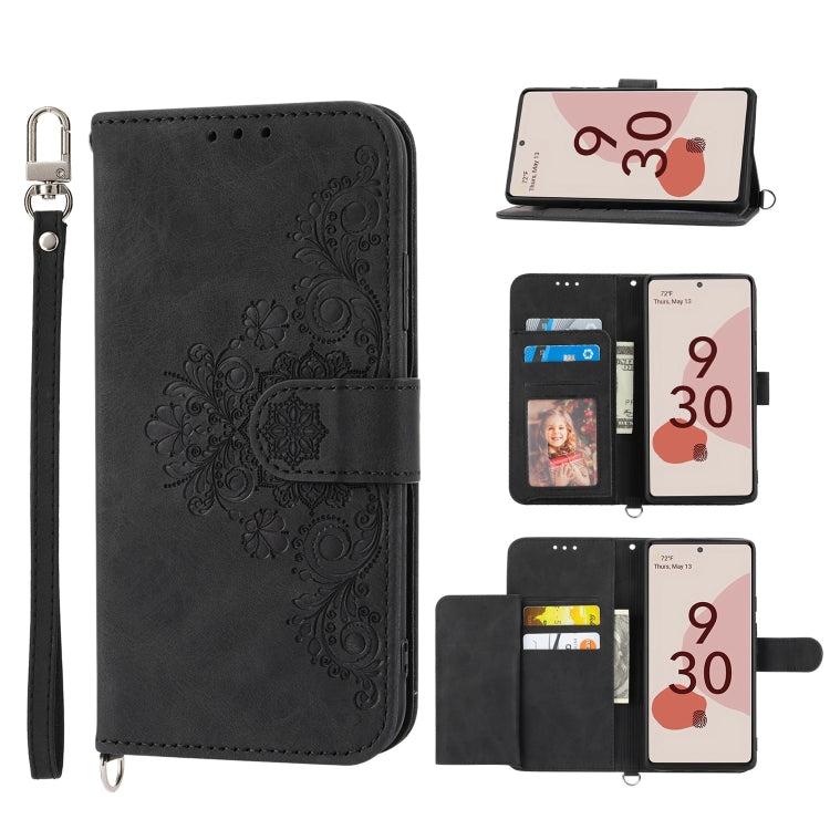 Custodia per telefono in pelle con portafoglio in rilievo con fiori al tatto, For Google Pixel 6a, For Google Pixel 7 5G, For Google Pixel 7 Pro 5G