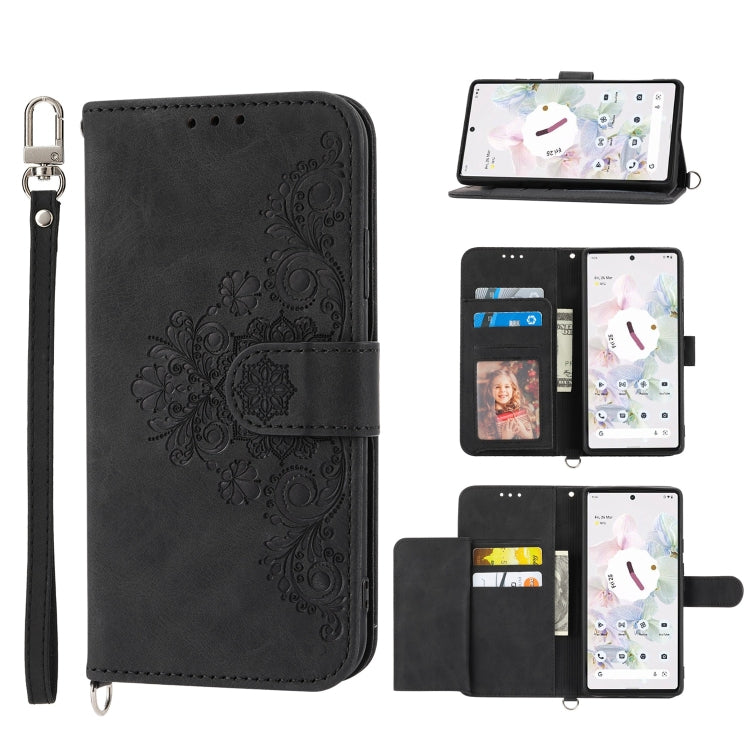 Custodia per telefono in pelle con portafoglio in rilievo con fiori al tatto, For Google Pixel 6a, For Google Pixel 7 5G, For Google Pixel 7 Pro 5G