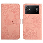 HT03 Cassa del telefono di cuoio di vibrazione impressa farfalla di sensibilità della pelle, For Xiaomi Poco M5 4G/5G/M4 5G, For Xiaomi Poco M5s, For Xiaomi Redmi A1, For Xiaomi Redmi K50 Ultra/12T/12T Pro