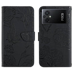 HT03 Cassa del telefono di cuoio di vibrazione impressa farfalla di sensibilità della pelle, For Xiaomi Poco M5 4G/5G/M4 5G, For Xiaomi Poco M5s, For Xiaomi Redmi A1, For Xiaomi Redmi K50 Ultra/12T/12T Pro