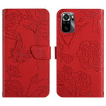 HT03 Cassa del telefono di cuoio di vibrazione impressa farfalla di sensibilità della pelle, For Xiaomi Poco M5 4G/5G/M4 5G, For Xiaomi Poco M5s, For Xiaomi Redmi A1, For Xiaomi Redmi K50 Ultra/12T/12T Pro