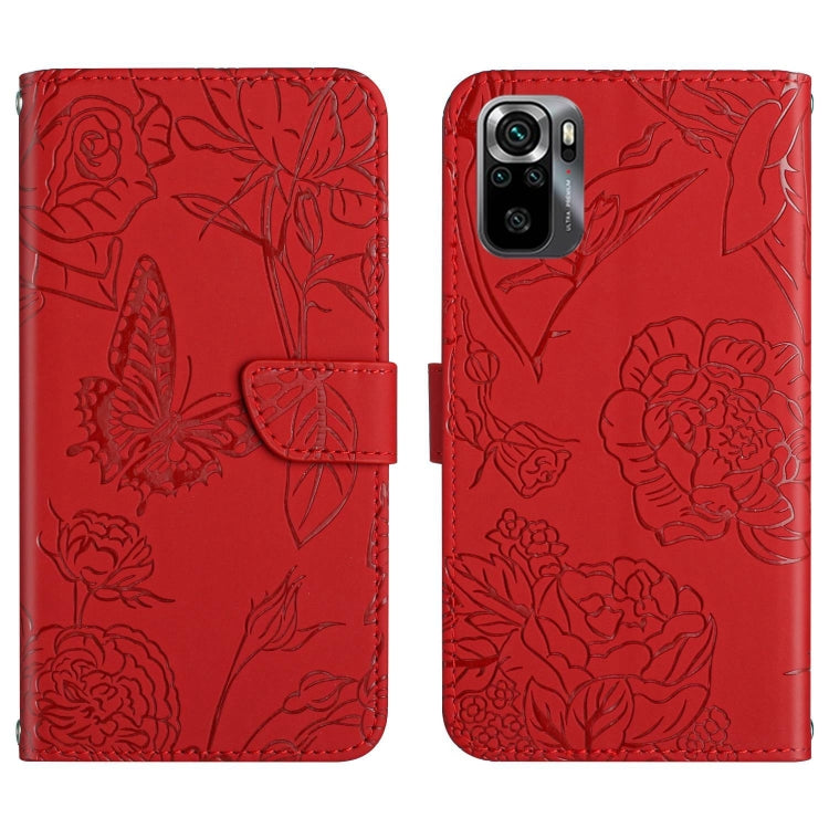 HT03 Cassa del telefono di cuoio di vibrazione impressa farfalla di sensibilità della pelle, For Xiaomi Poco M5 4G/5G/M4 5G, For Xiaomi Poco M5s, For Xiaomi Redmi A1, For Xiaomi Redmi K50 Ultra/12T/12T Pro