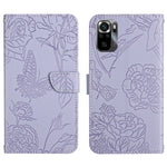 HT03 Cassa del telefono di cuoio di vibrazione impressa farfalla di sensibilità della pelle, For Xiaomi Poco M5 4G/5G/M4 5G, For Xiaomi Poco M5s, For Xiaomi Redmi A1, For Xiaomi Redmi K50 Ultra/12T/12T Pro