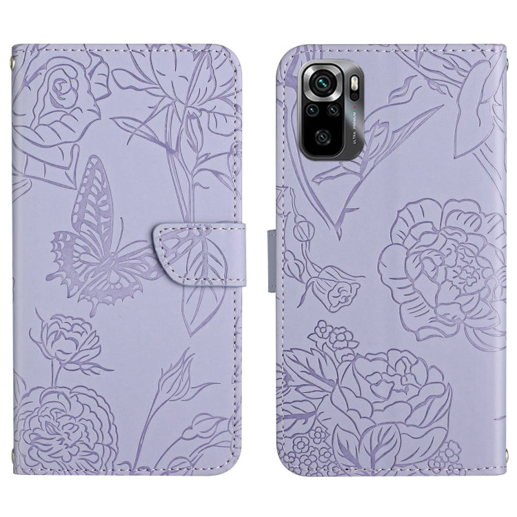 HT03 Cassa del telefono di cuoio di vibrazione impressa farfalla di sensibilità della pelle, For Xiaomi Poco M5 4G/5G/M4 5G, For Xiaomi Poco M5s, For Xiaomi Redmi A1, For Xiaomi Redmi K50 Ultra/12T/12T Pro