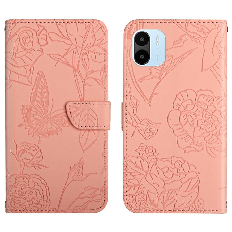 HT03 Cassa del telefono di cuoio di vibrazione impressa farfalla di sensibilità della pelle, For Xiaomi Poco M5 4G/5G/M4 5G, For Xiaomi Poco M5s, For Xiaomi Redmi A1, For Xiaomi Redmi K50 Ultra/12T/12T Pro
