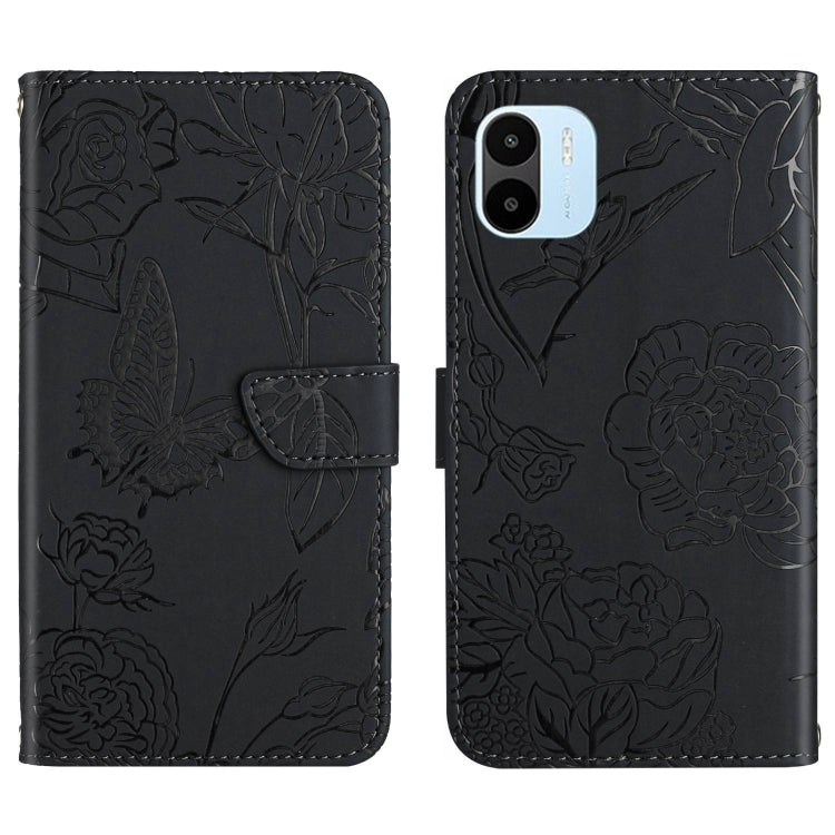 HT03 Cassa del telefono di cuoio di vibrazione impressa farfalla di sensibilità della pelle, For Xiaomi Poco M5 4G/5G/M4 5G, For Xiaomi Poco M5s, For Xiaomi Redmi A1, For Xiaomi Redmi K50 Ultra/12T/12T Pro