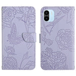 HT03 Cassa del telefono di cuoio di vibrazione impressa farfalla di sensibilità della pelle, For Xiaomi Poco M5 4G/5G/M4 5G, For Xiaomi Poco M5s, For Xiaomi Redmi A1, For Xiaomi Redmi K50 Ultra/12T/12T Pro