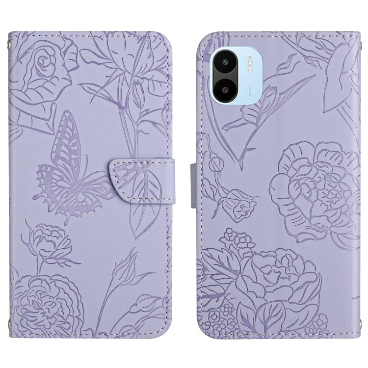 HT03 Cassa del telefono di cuoio di vibrazione impressa farfalla di sensibilità della pelle, For Xiaomi Poco M5 4G/5G/M4 5G, For Xiaomi Poco M5s, For Xiaomi Redmi A1, For Xiaomi Redmi K50 Ultra/12T/12T Pro