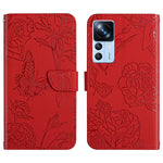 HT03 Cassa del telefono di cuoio di vibrazione impressa farfalla di sensibilità della pelle, For Xiaomi Poco M5 4G/5G/M4 5G, For Xiaomi Poco M5s, For Xiaomi Redmi A1, For Xiaomi Redmi K50 Ultra/12T/12T Pro