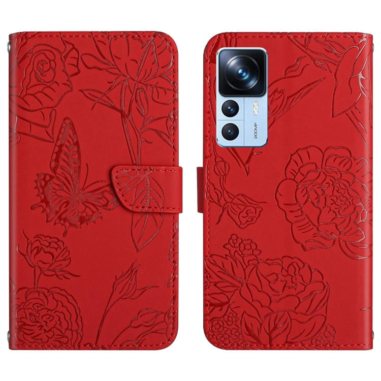 HT03 Cassa del telefono di cuoio di vibrazione impressa farfalla di sensibilità della pelle, For Xiaomi Poco M5 4G/5G/M4 5G, For Xiaomi Poco M5s, For Xiaomi Redmi A1, For Xiaomi Redmi K50 Ultra/12T/12T Pro