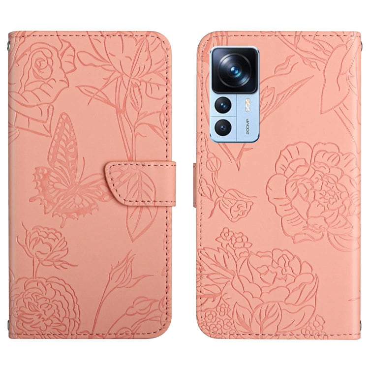 HT03 Cassa del telefono di cuoio di vibrazione impressa farfalla di sensibilità della pelle, For Xiaomi Poco M5 4G/5G/M4 5G, For Xiaomi Poco M5s, For Xiaomi Redmi A1, For Xiaomi Redmi K50 Ultra/12T/12T Pro