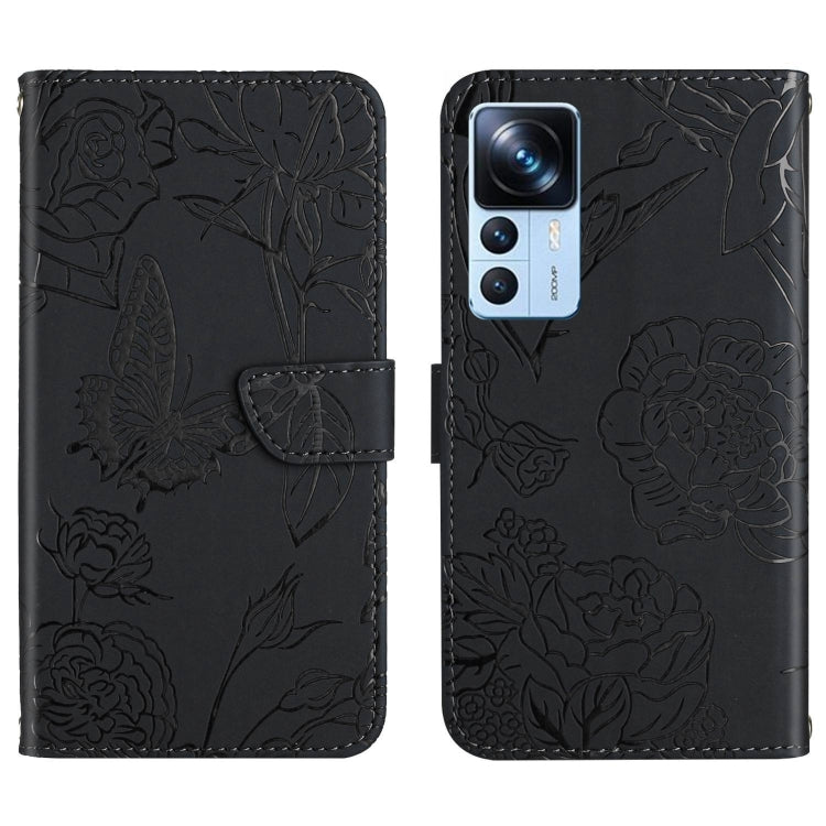 HT03 Cassa del telefono di cuoio di vibrazione impressa farfalla di sensibilità della pelle, For Xiaomi Poco M5 4G/5G/M4 5G, For Xiaomi Poco M5s, For Xiaomi Redmi A1, For Xiaomi Redmi K50 Ultra/12T/12T Pro
