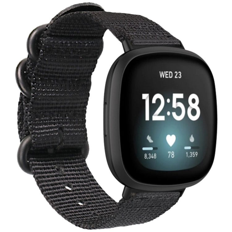 Cinturino universale in nylon con fibbia in acciaio a tre anelli, For Fitbit Versa 4 / Sense 2